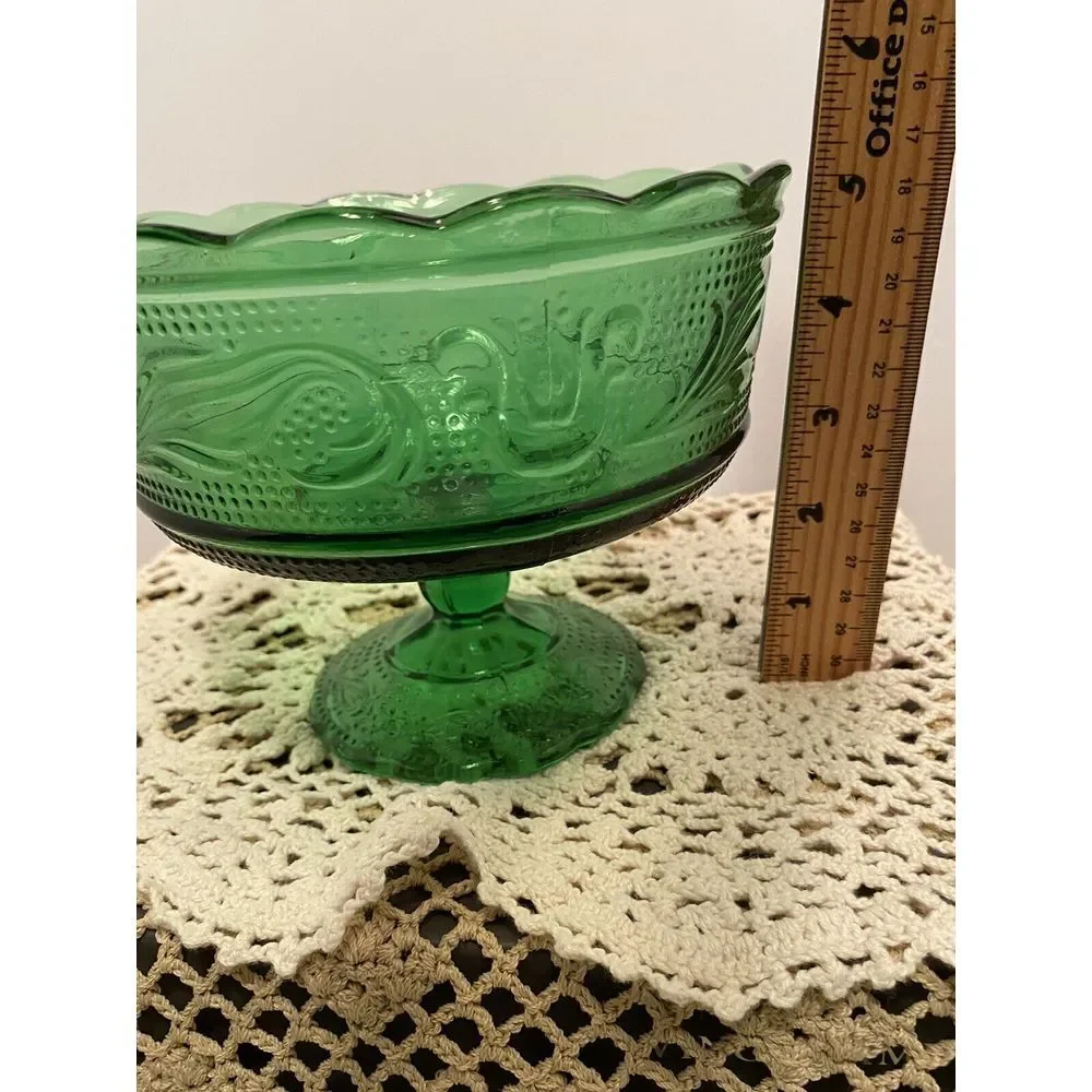 Vintage E.O. Brody Co Pedestal Serving Bowl M6000 Emerald Green Cleveland OH USA